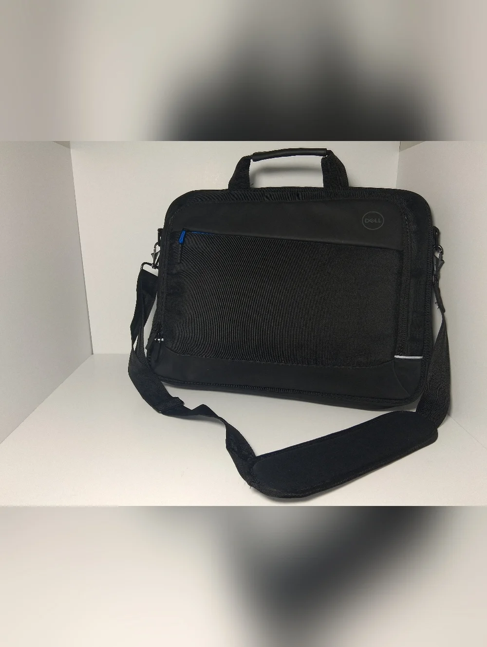 Dell Black Laptop Messenger Bag with Blue Accent